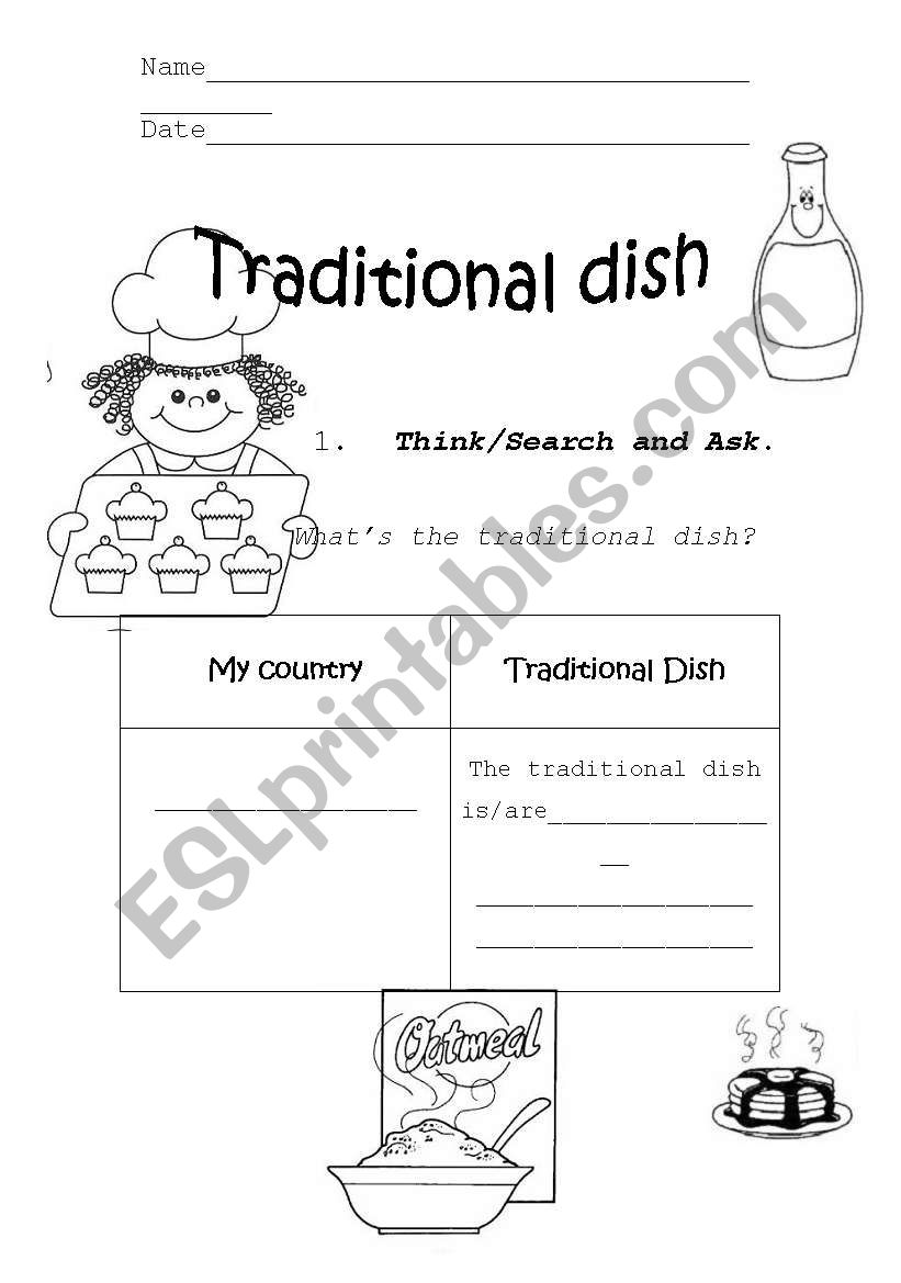 Traditional dish worksheet