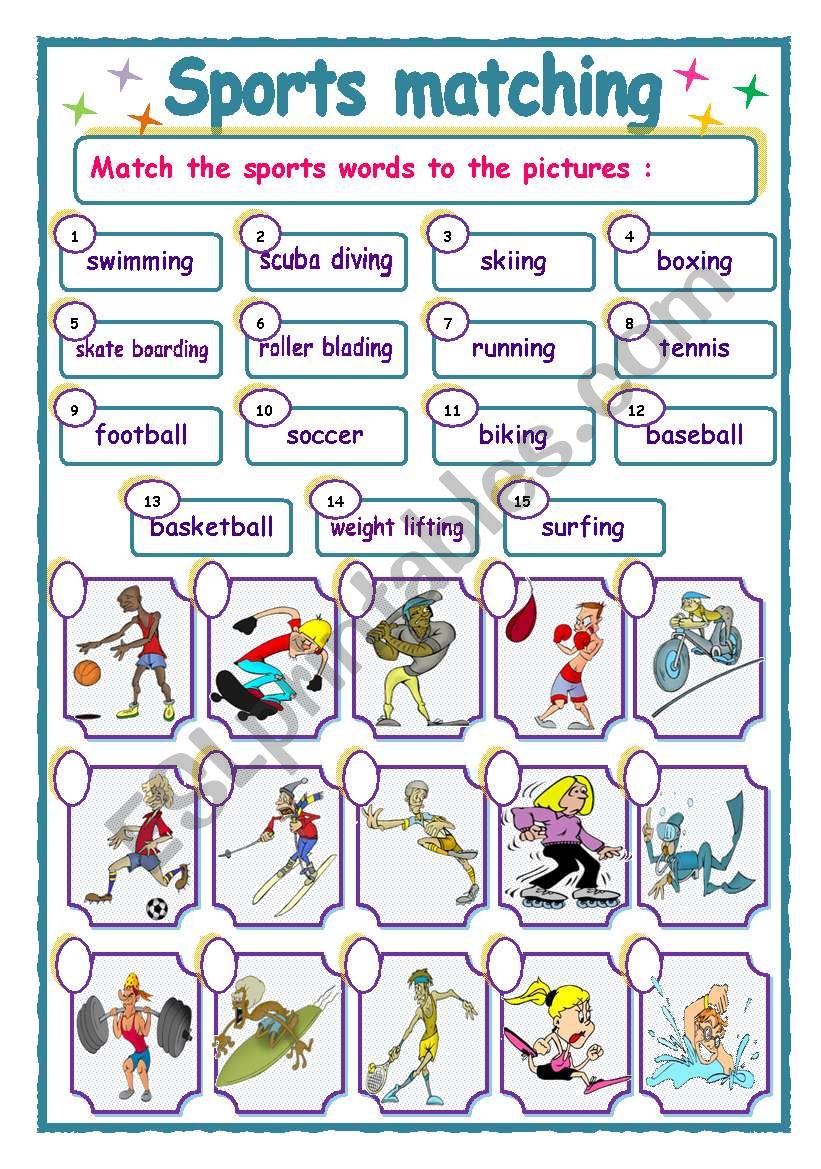 Sports matching worksheet