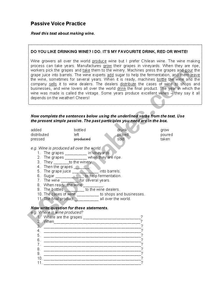 Passive Voice worksheet