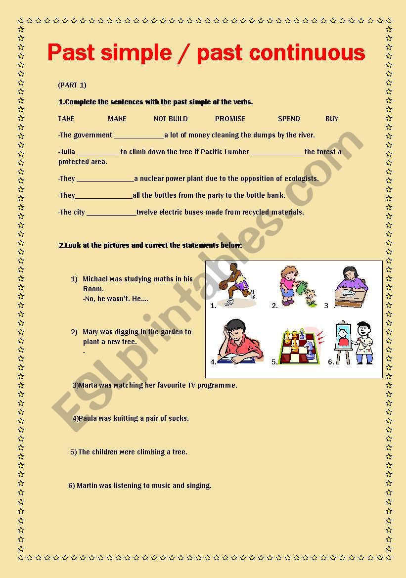 past simple, past continuous worksheet