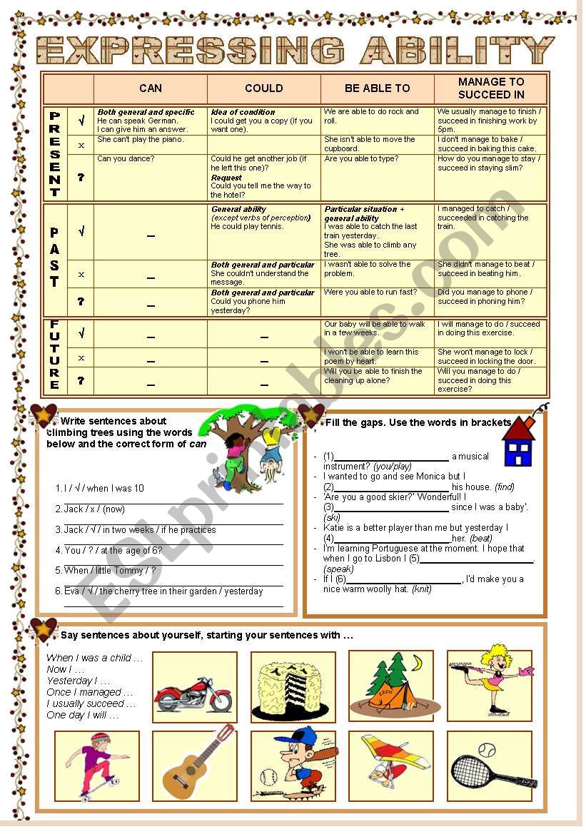 EXPRESSING ABILITY worksheet