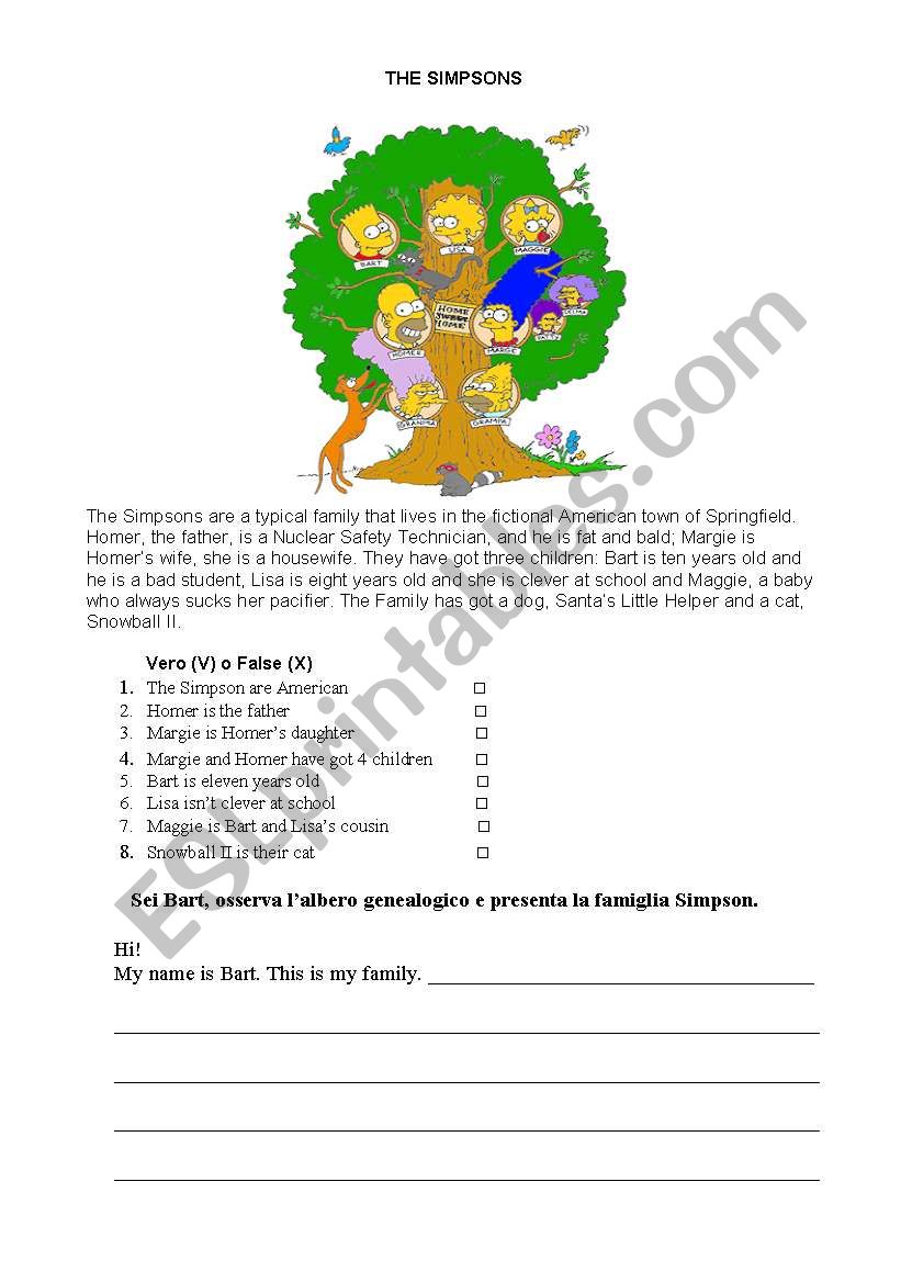 THE SIMPSONS worksheet