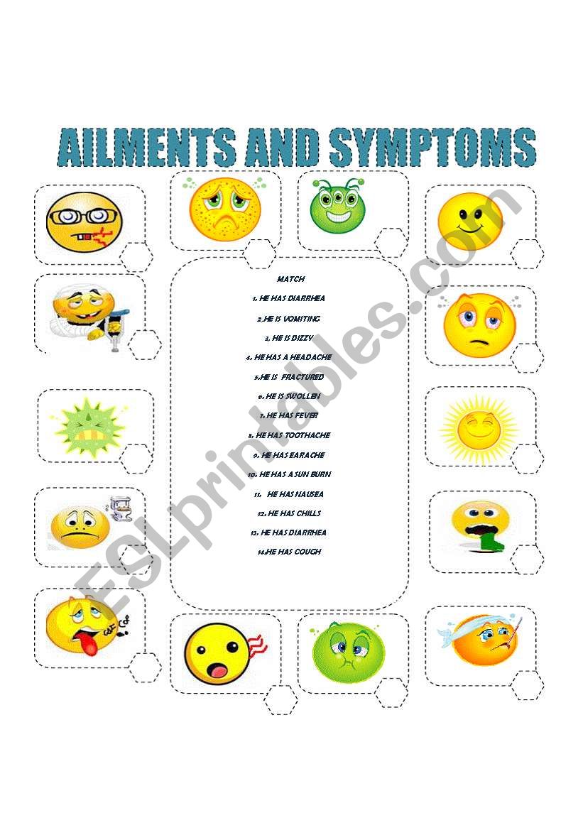 AILMENTS AND SYMPTOMS worksheet