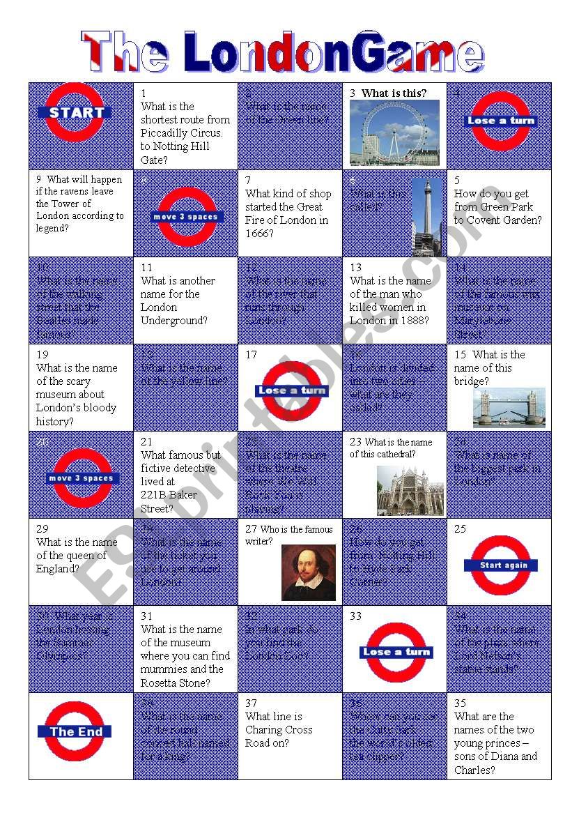 THE LONDON GAME worksheet