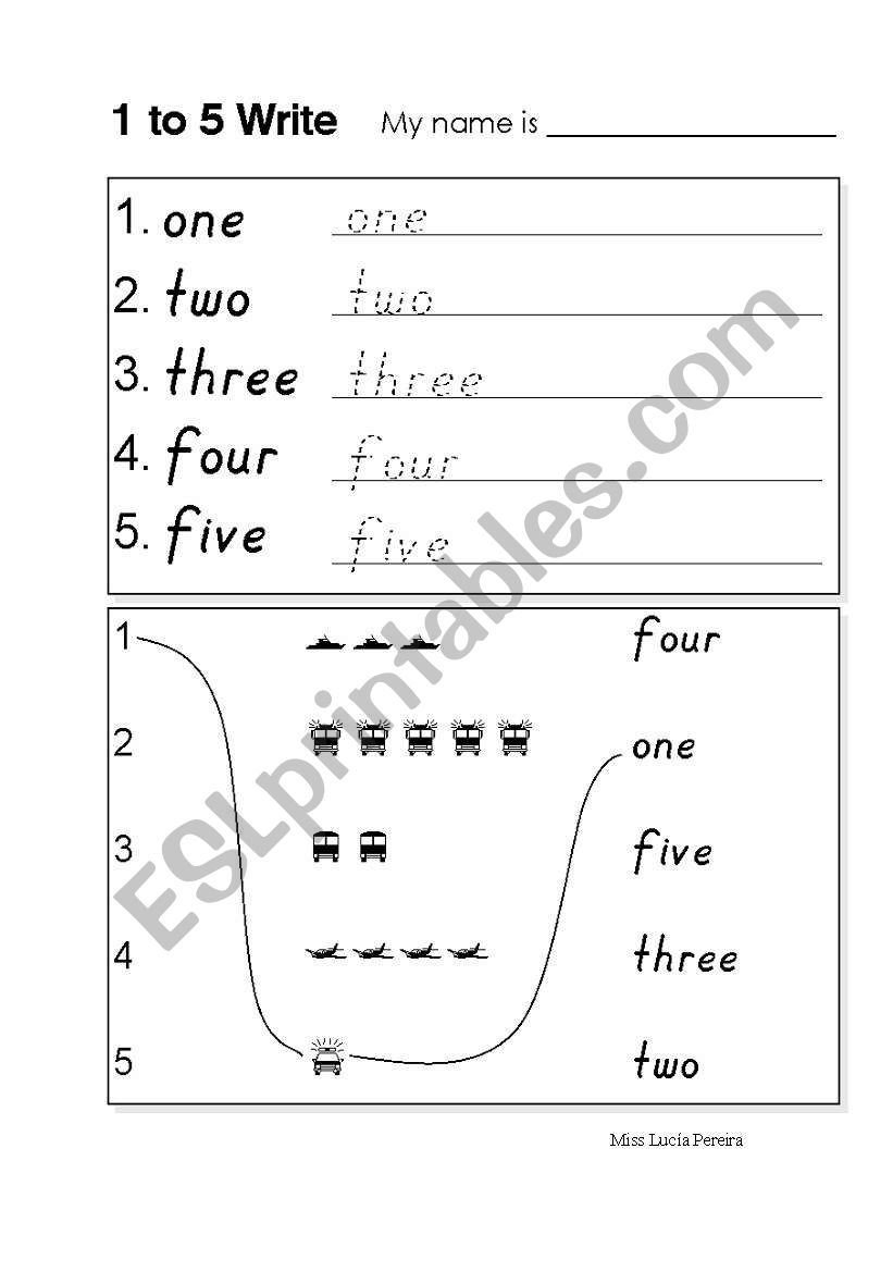 numbers worksheet