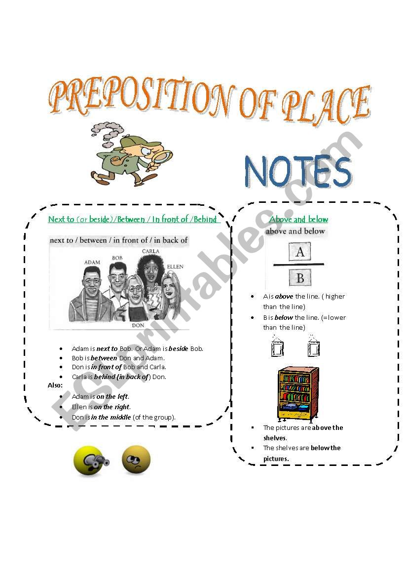 Preposition of Place  worksheet