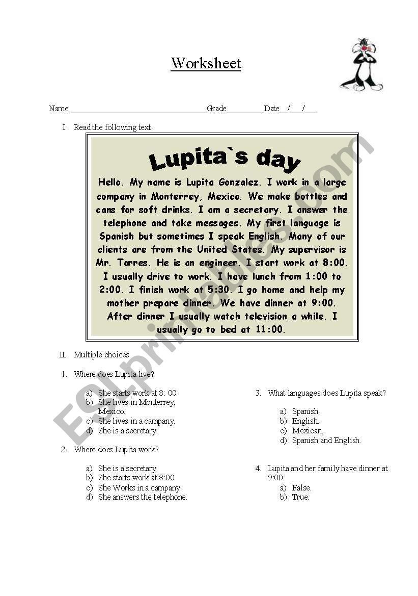 lupitas day worksheet