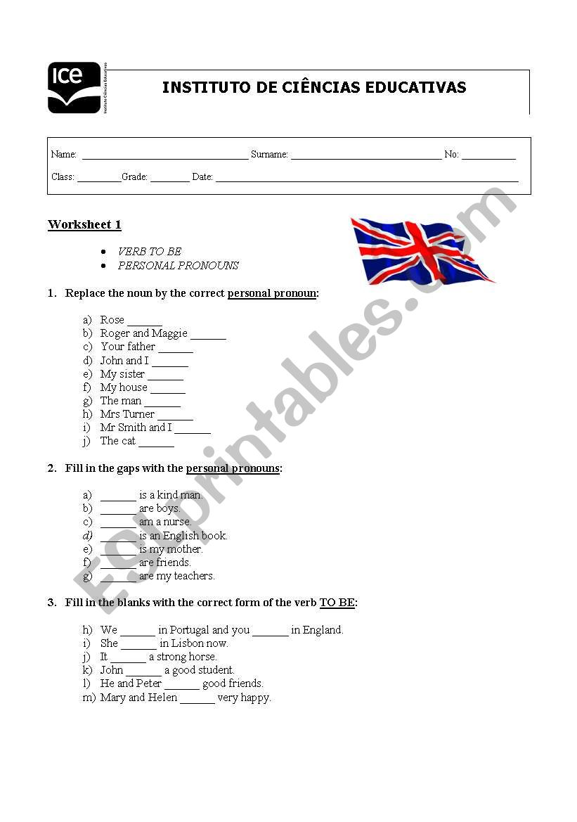 verb to be worksheet