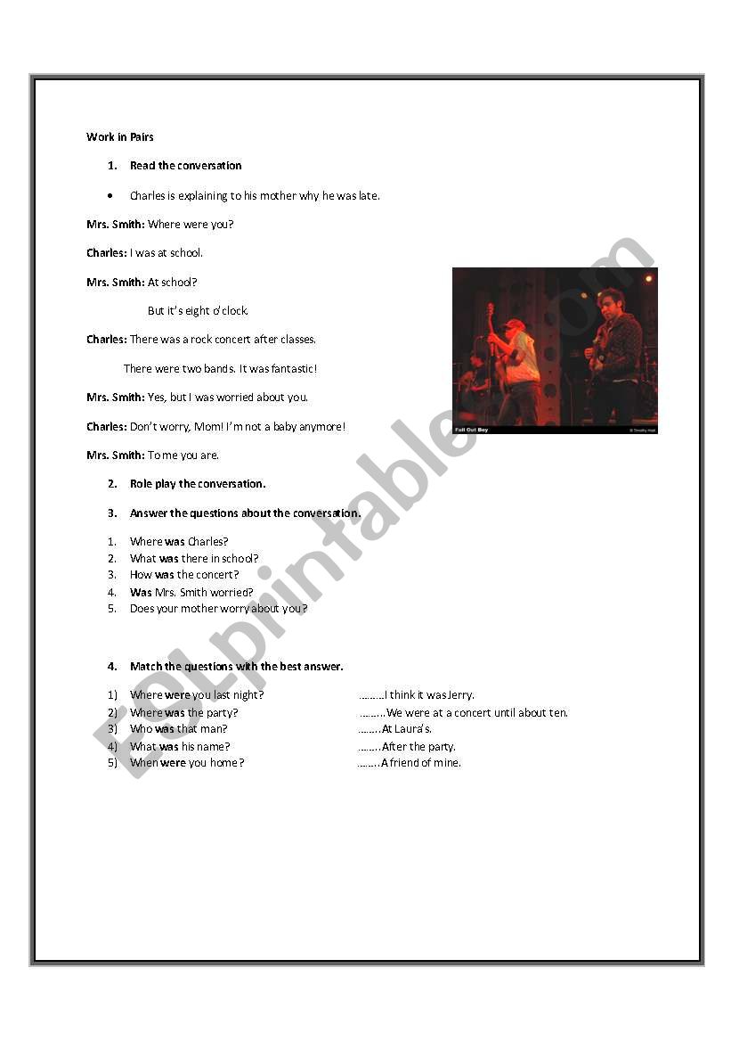 Past Simple of the Verb To Be worksheet