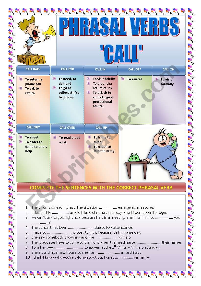 PHRASAL VERBS: CALL worksheet