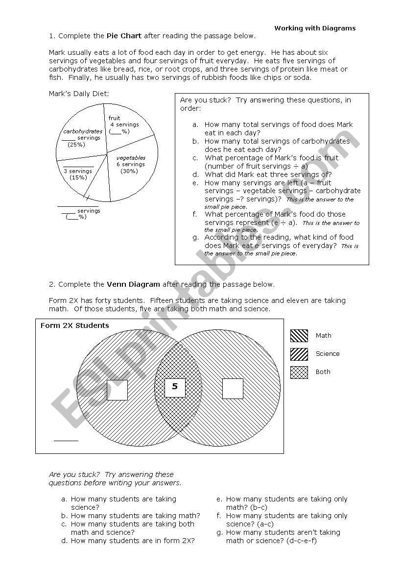 Working with Diagrams worksheet