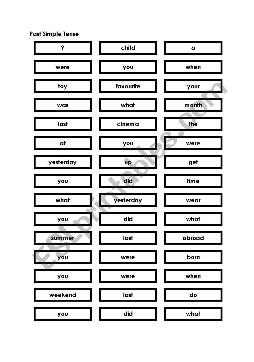 Past simple tense worksheet