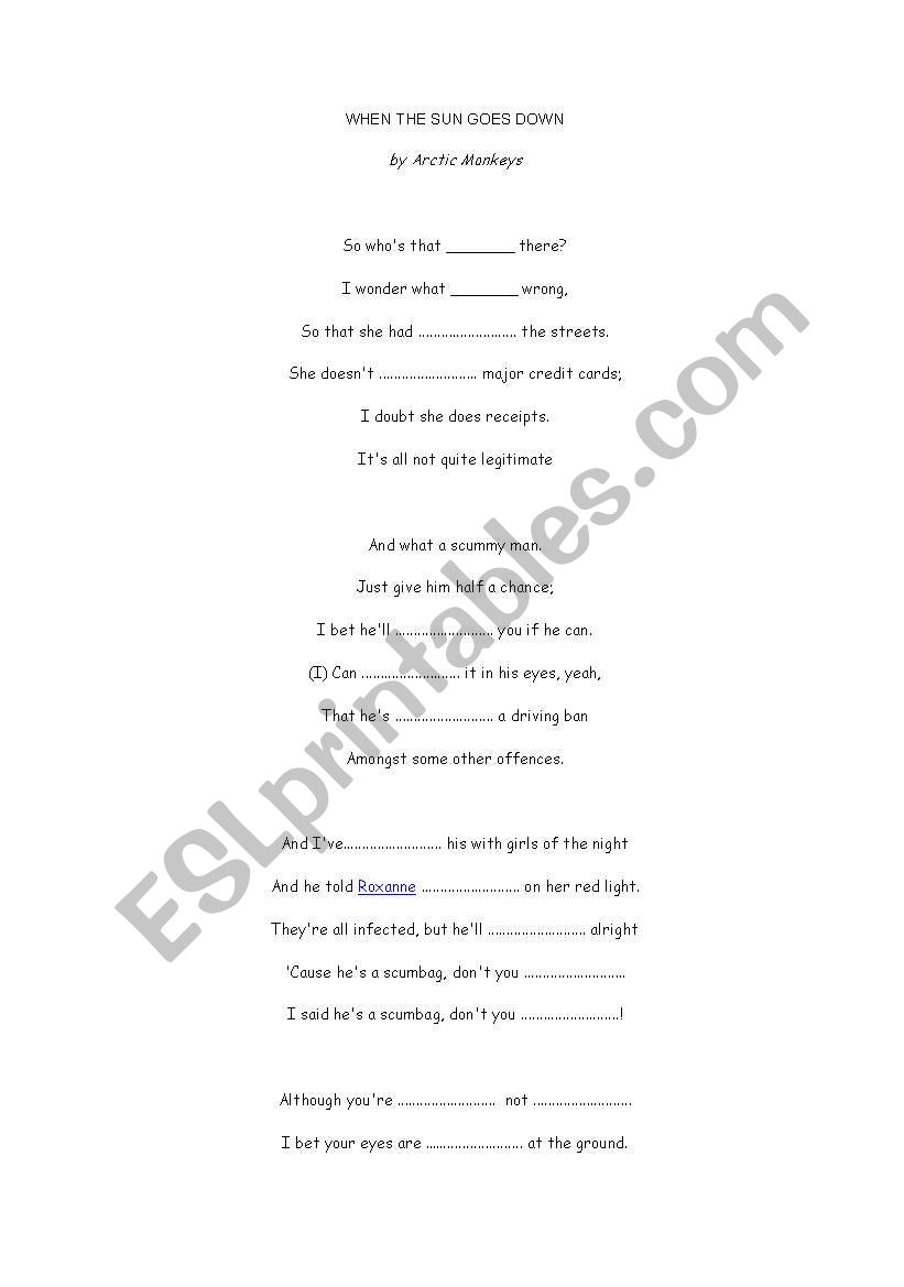 When the Sun Goes Down by Arctic Monkeys