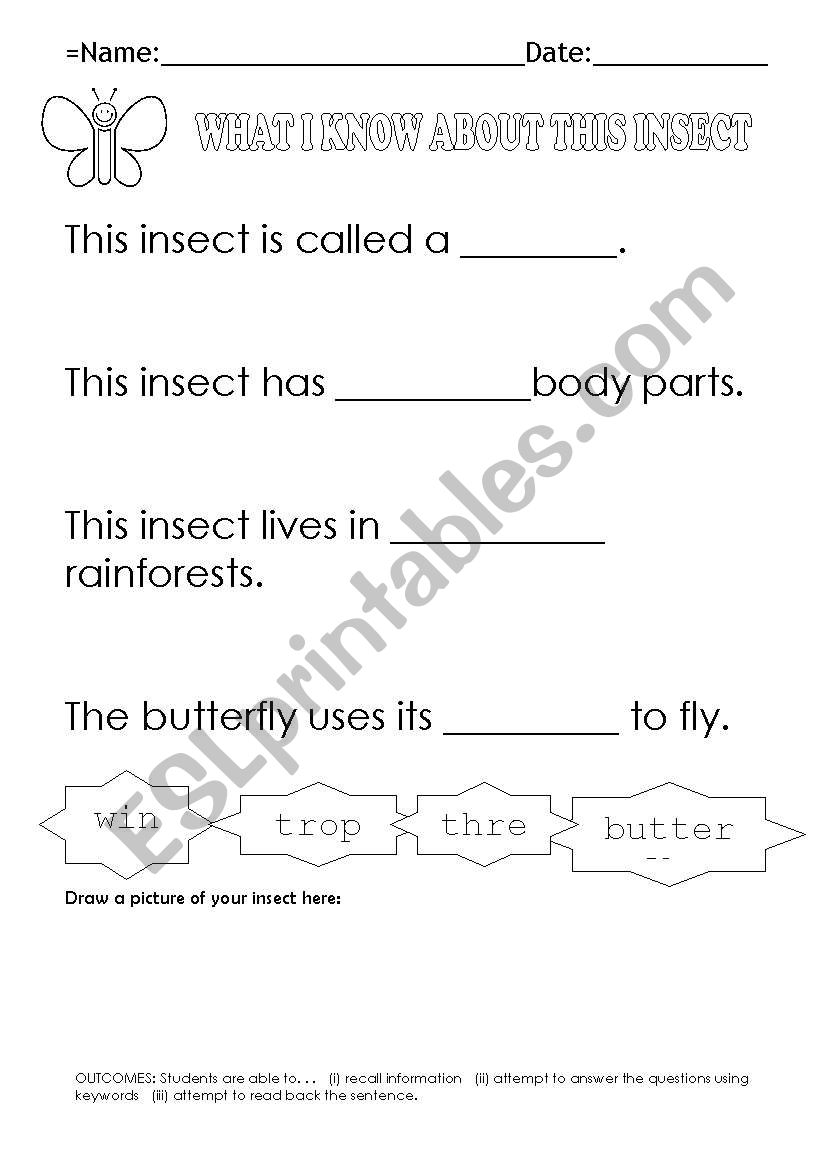 ButterflyCloze worksheet
