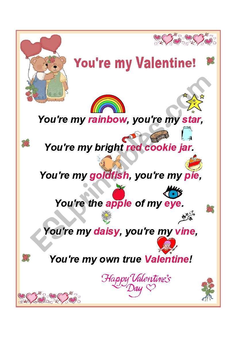 YOU ARE MY VALENTINE 1 worksheet