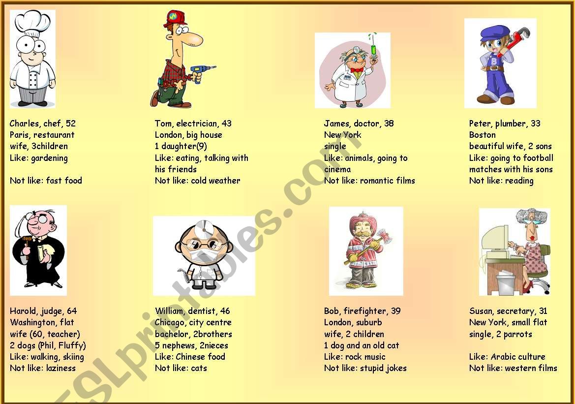 People And Jobs 1 5 Esl Worksheet By Csenkieszter