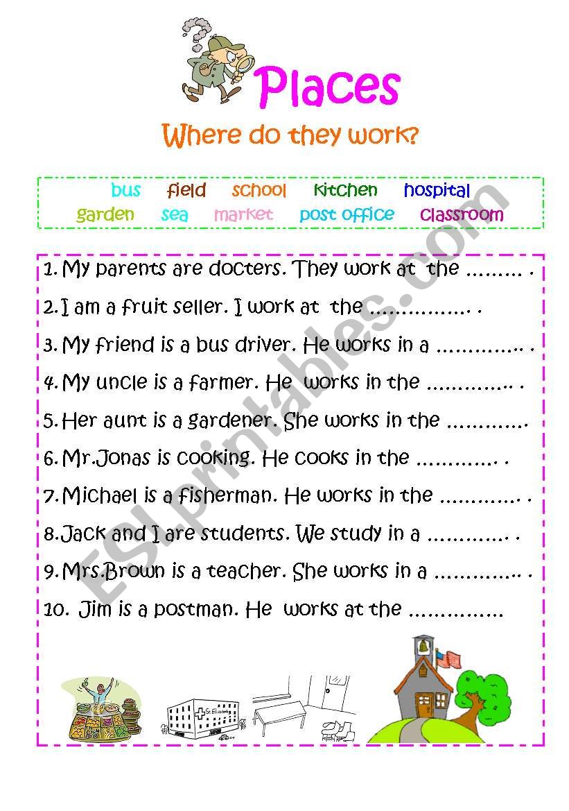 places worksheet