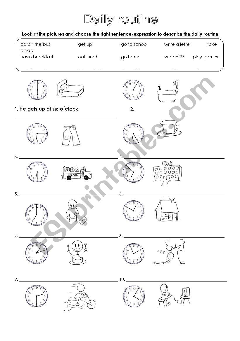 Daily Routine worksheet