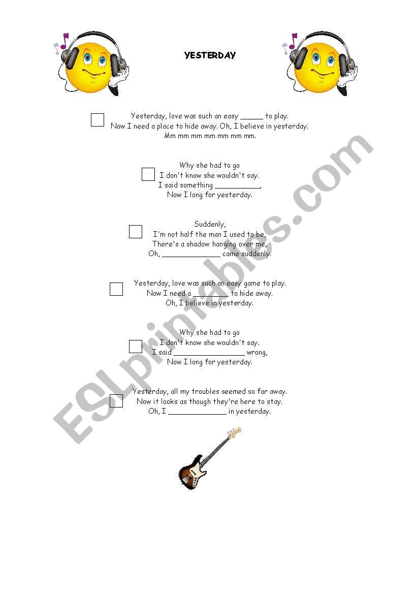 English through the Beatles worksheet