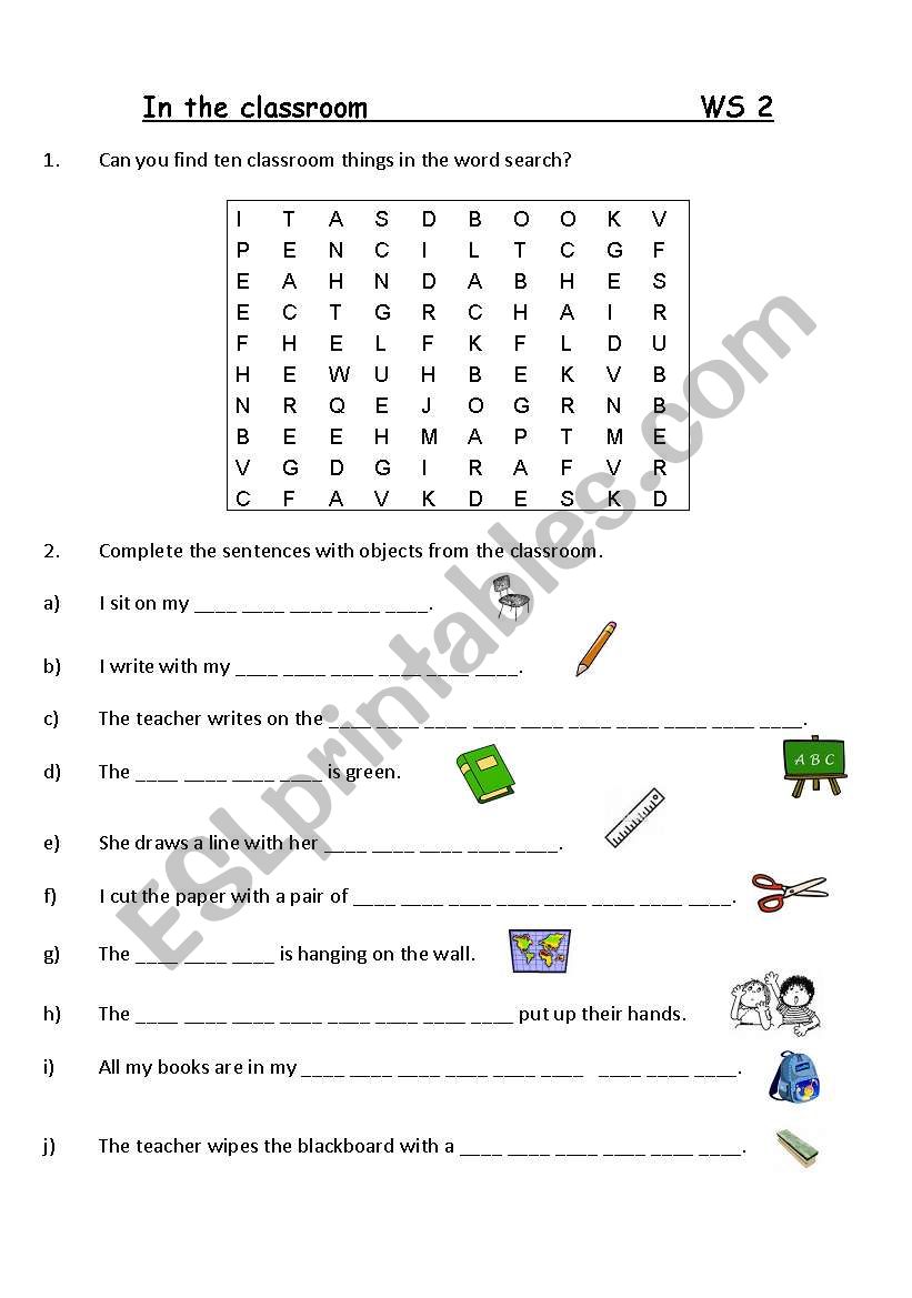 In the classroom 2 worksheet
