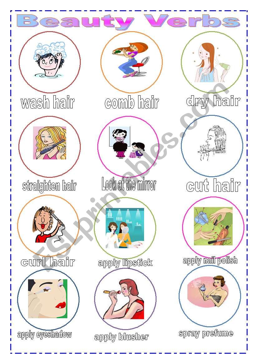 Beauty Verbs worksheet