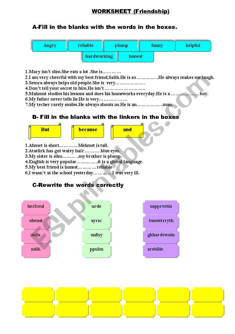 friendship worksheet