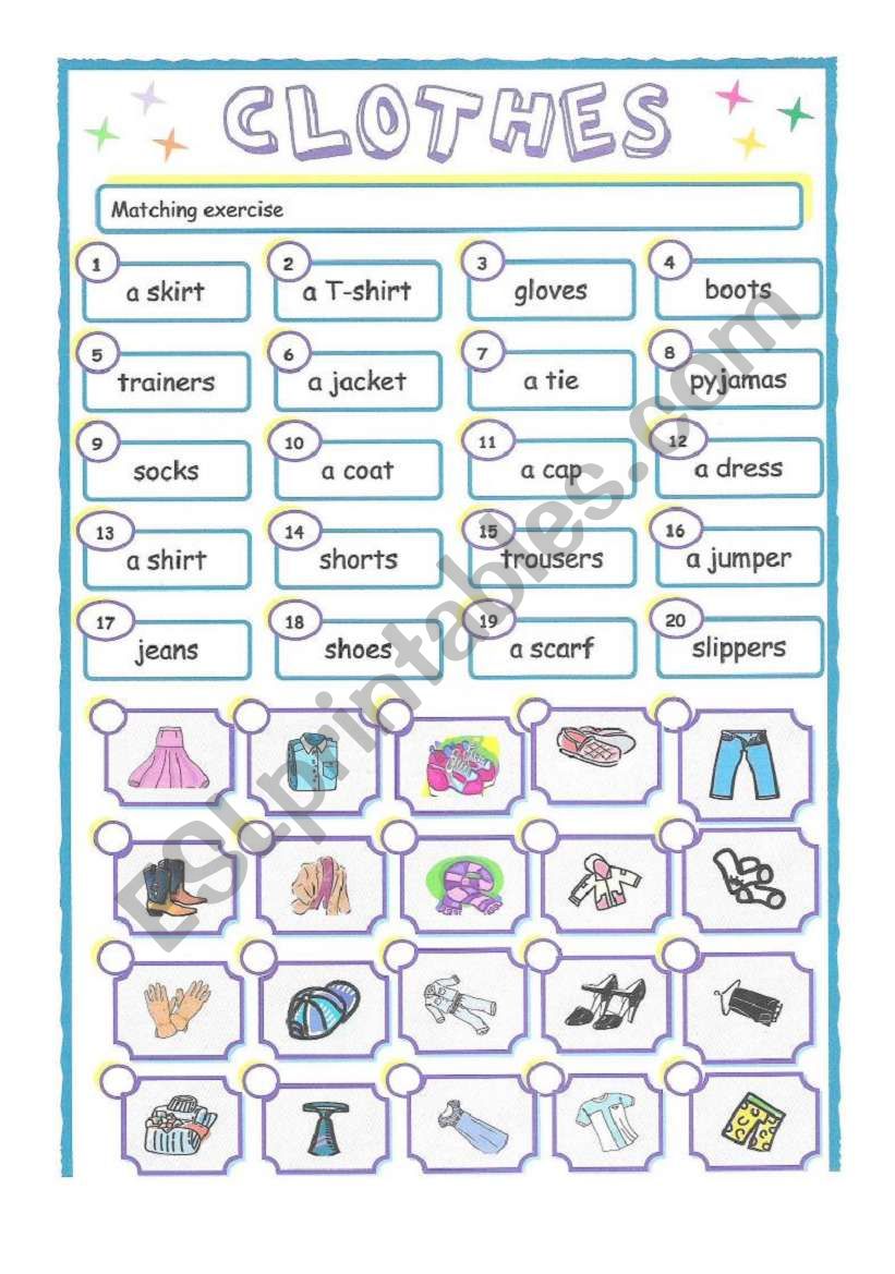 clothes worksheet