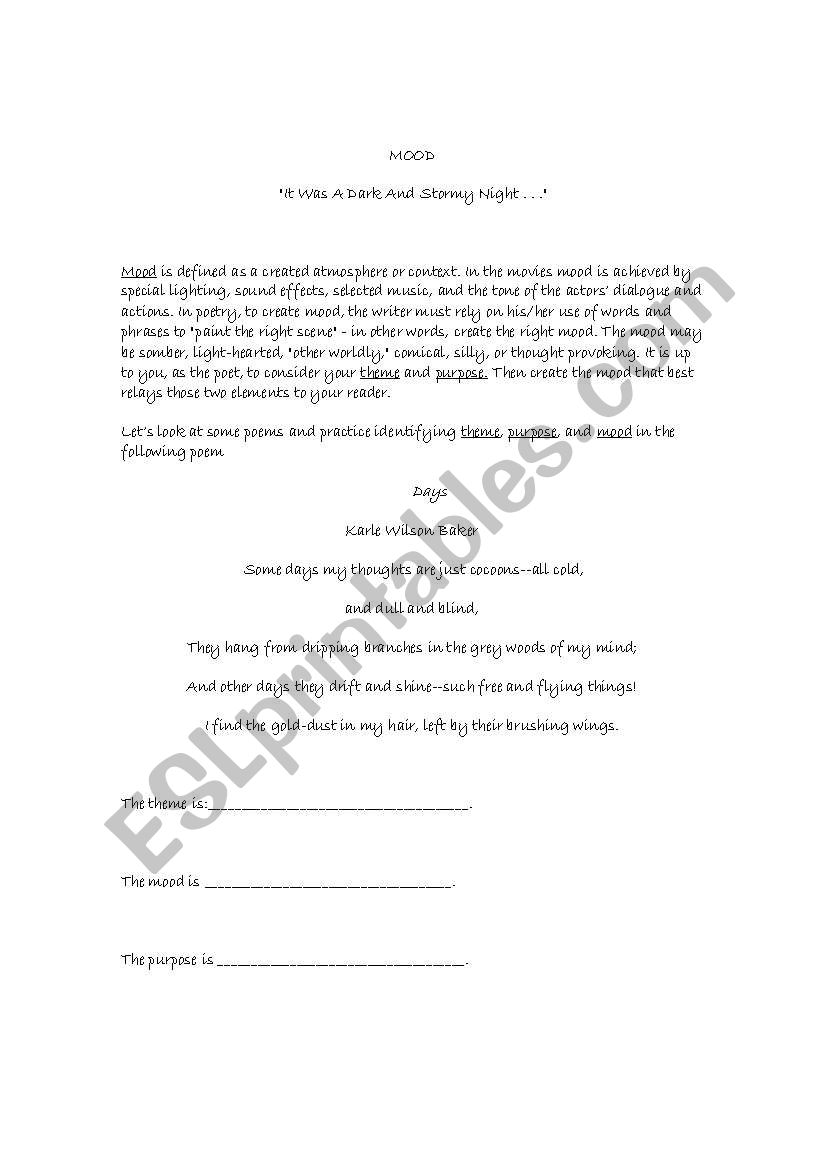 Poetic devices worksheet