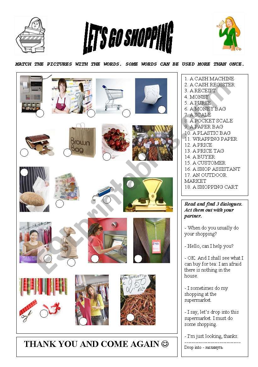 Let´s Go Shopping - ESL worksheet by Jaya Radhika