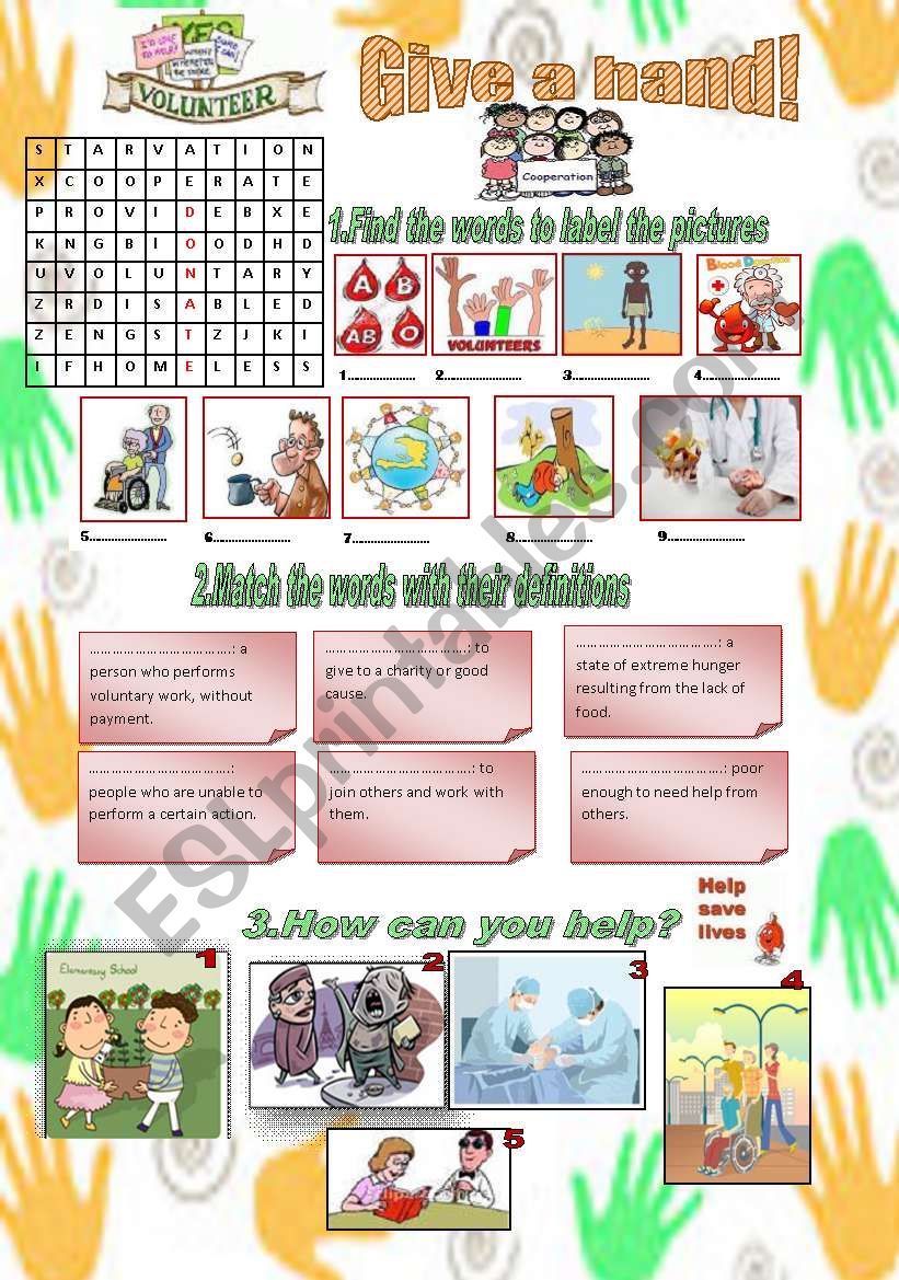Give a hand! worksheet