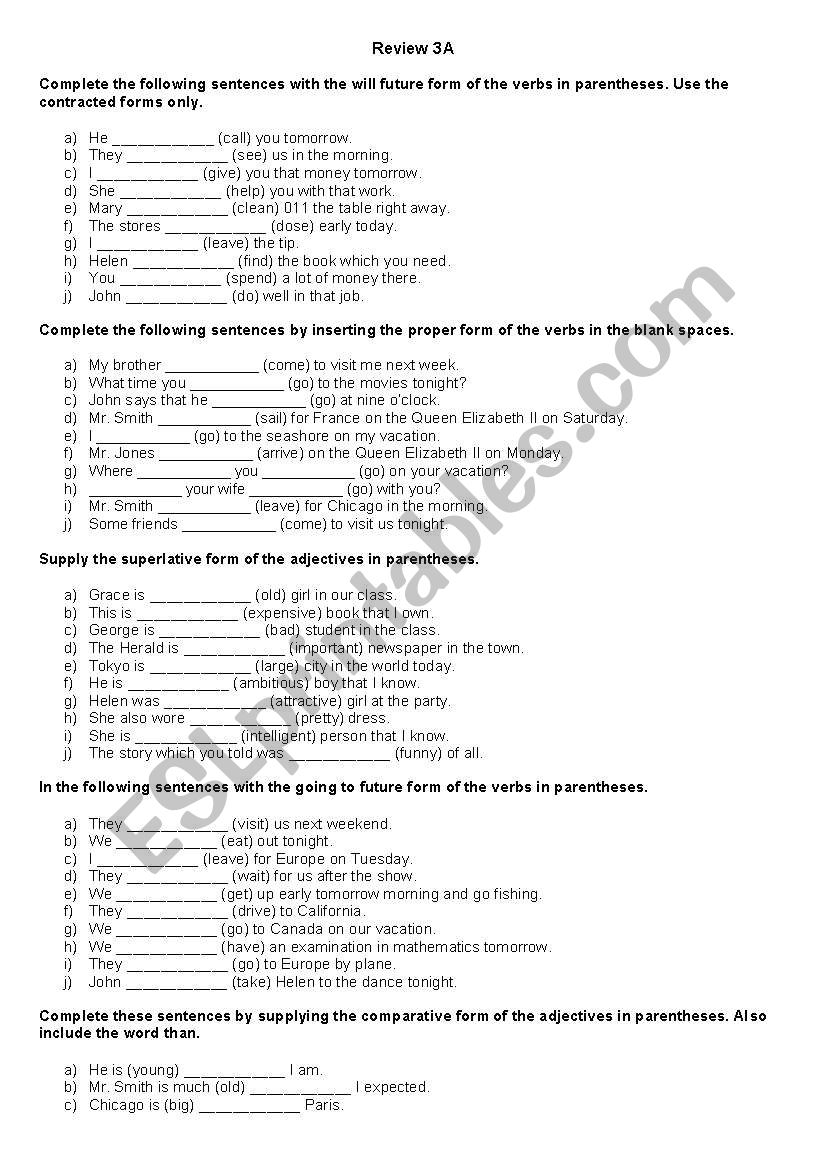 Exercises to be and Do/Does worksheet