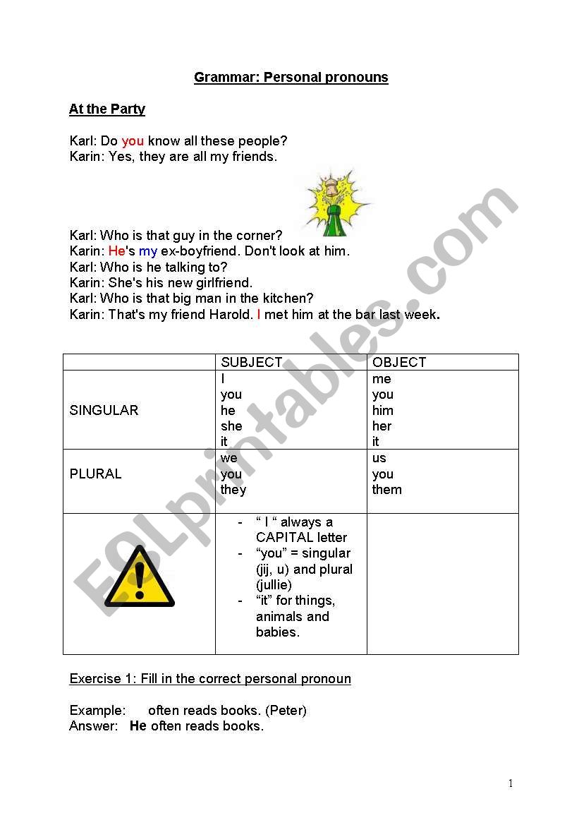 Possessive and personal pronouns