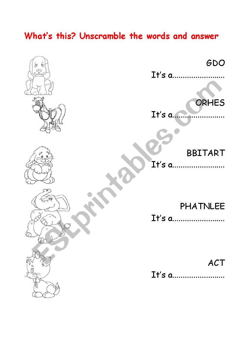 Unscrambled words worksheet