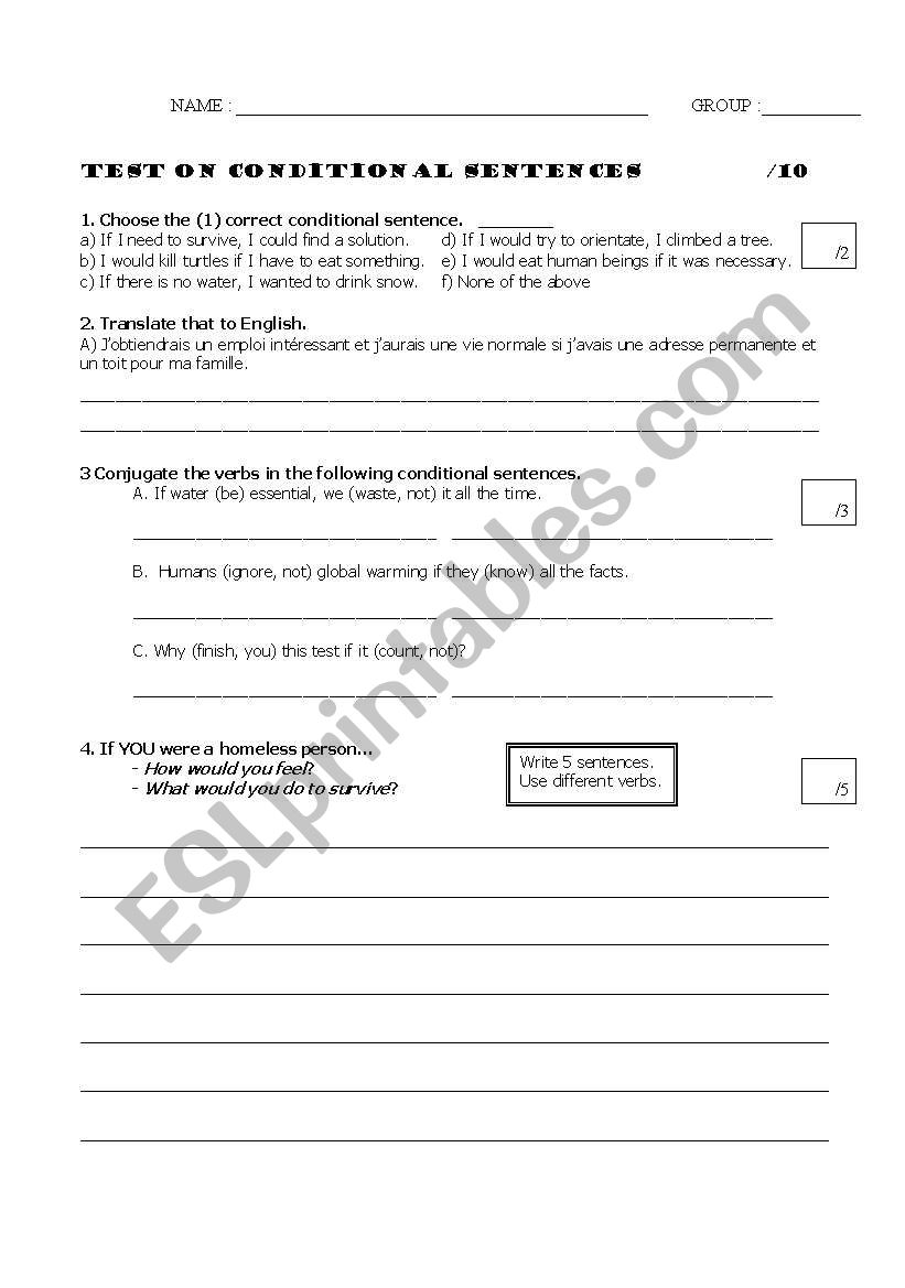 If clauses! Homeless people worksheet