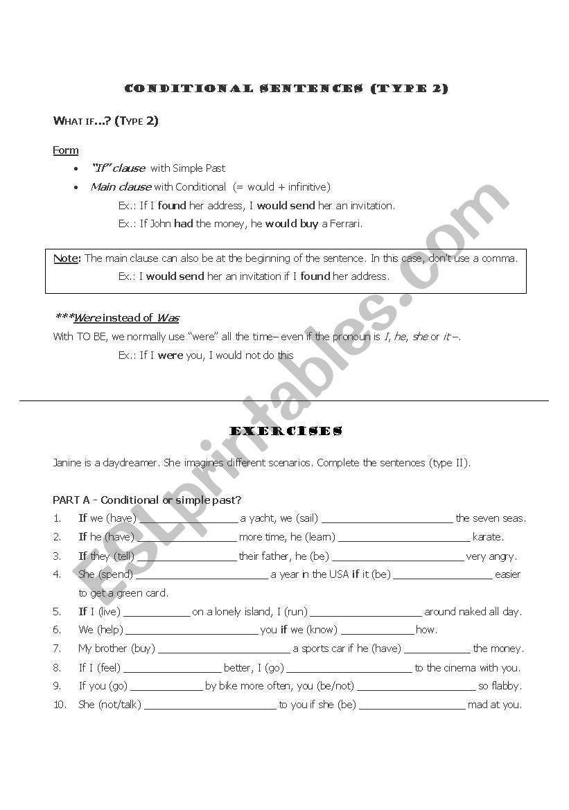 If clauses (explanations) worksheet