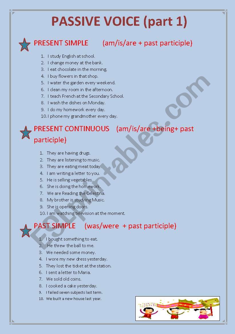 passive voice (part 1) worksheet