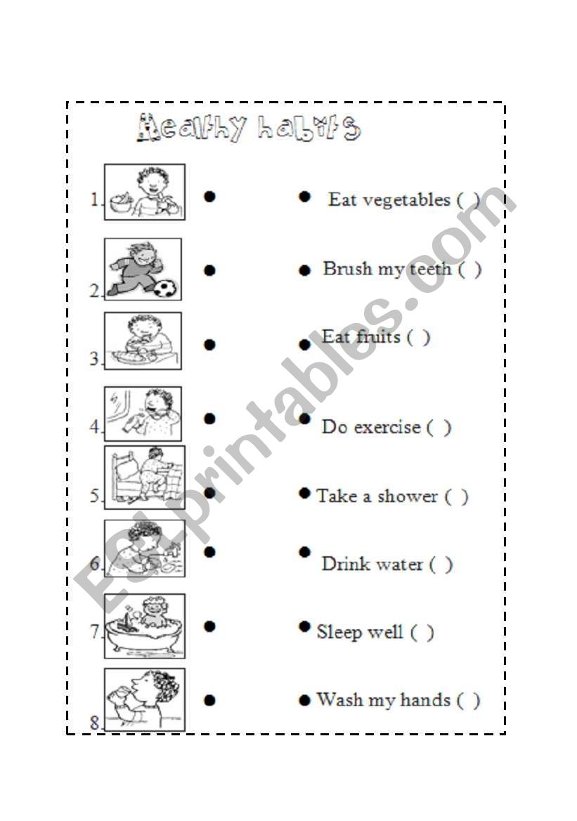 Healty habits worksheet