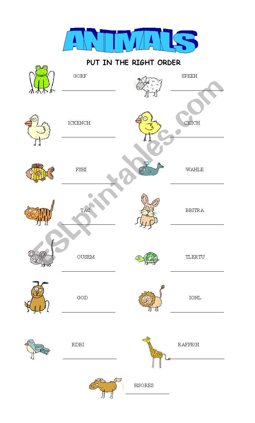 ANIMALS  worksheet