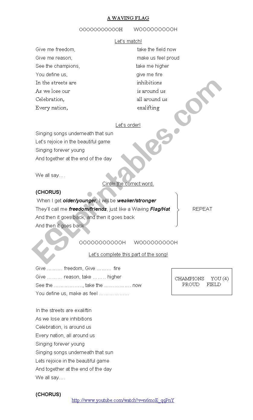 A waving flag worksheet