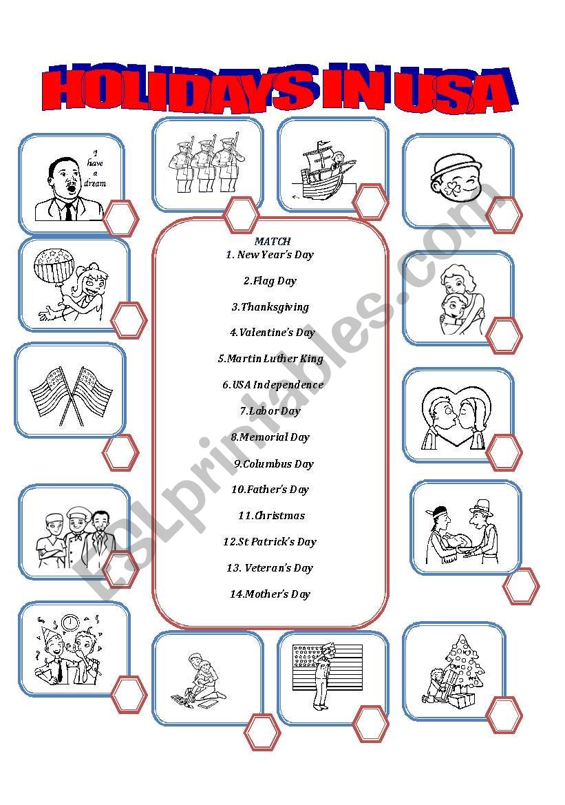 HOLIDAYS IN USA worksheet