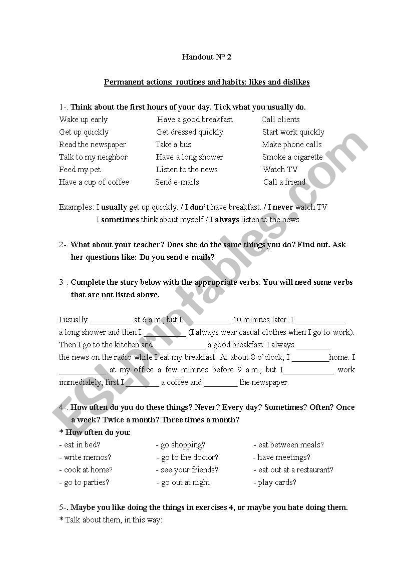 Simple Present Exercises worksheet