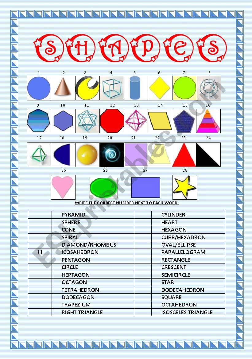 SHAPES worksheet