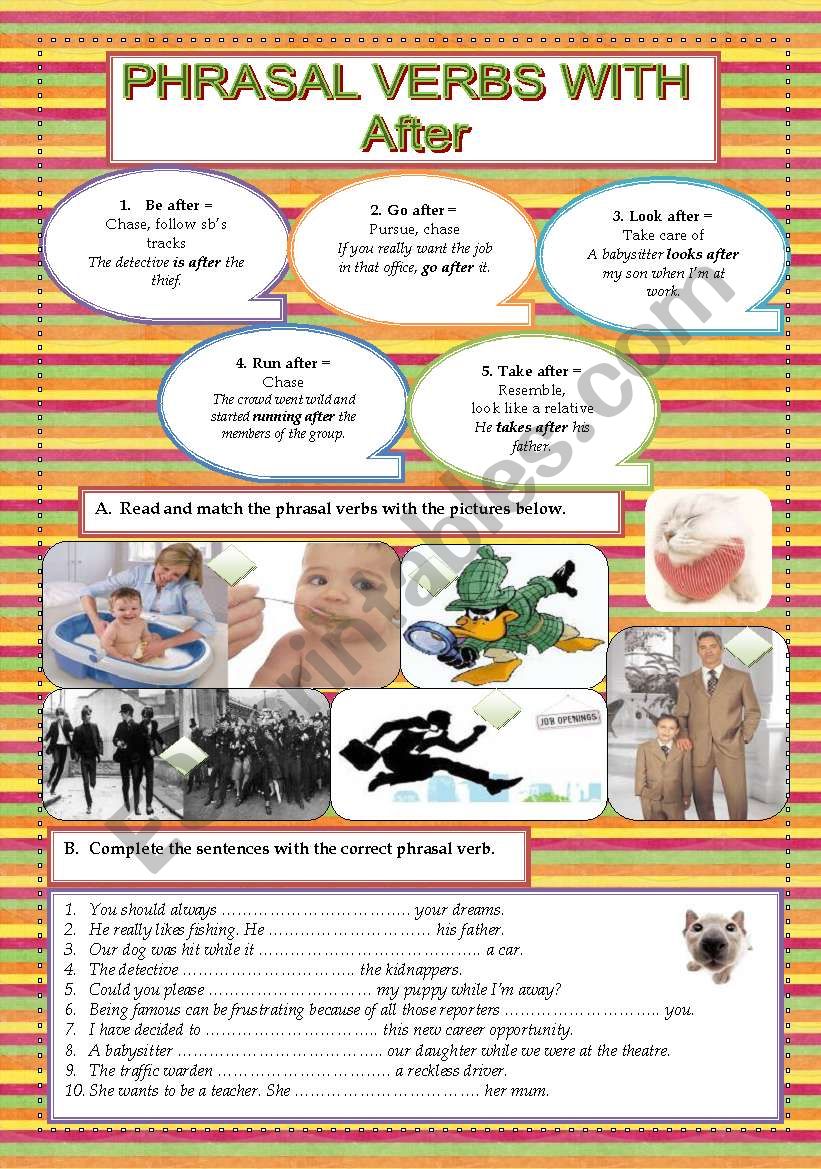 PHRASAL VERBS: AFTER worksheet