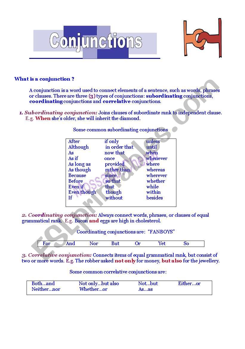 Conjunctions worksheet