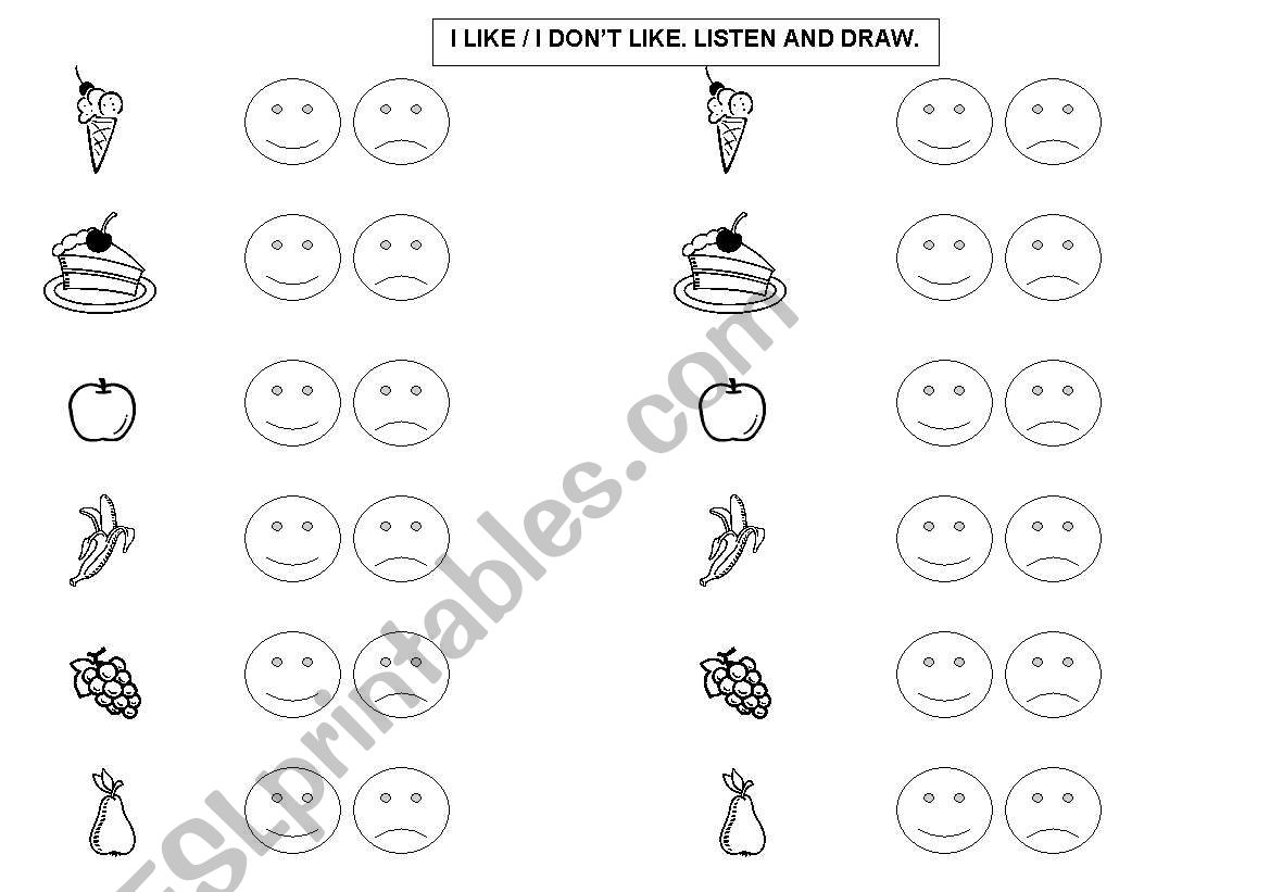 I LIKE - I DONÂ´T LIKE worksheet