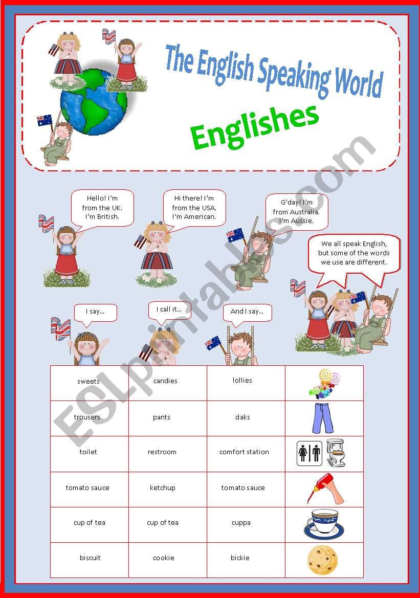 Englishes worksheet