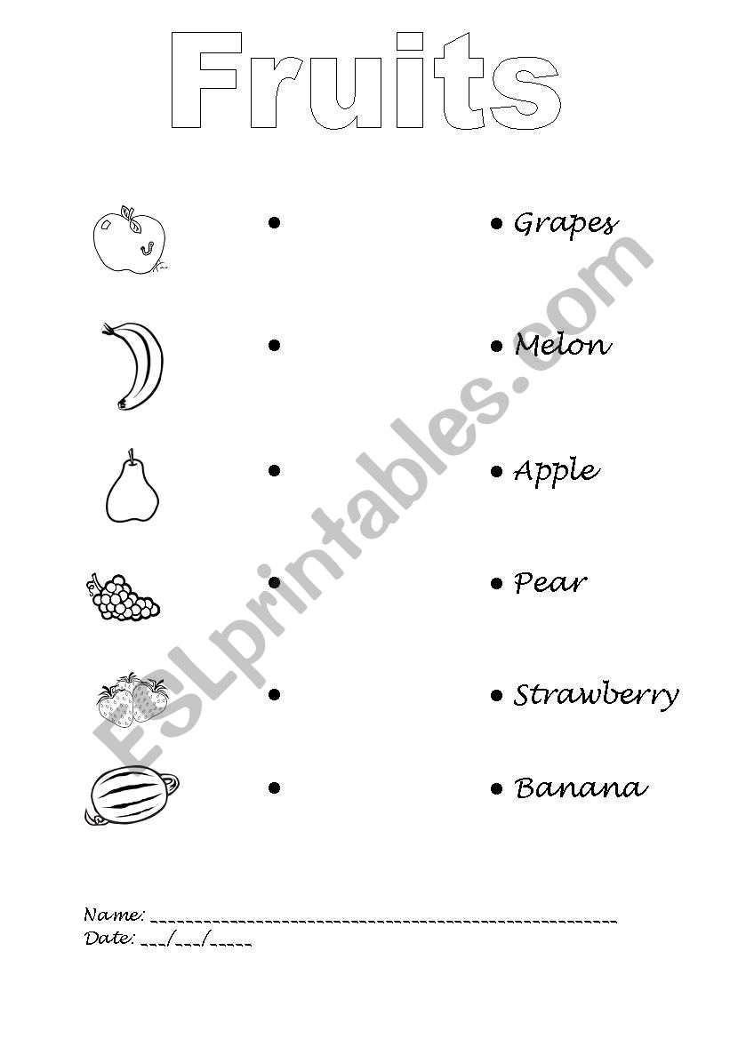Fruits Match Dots worksheet