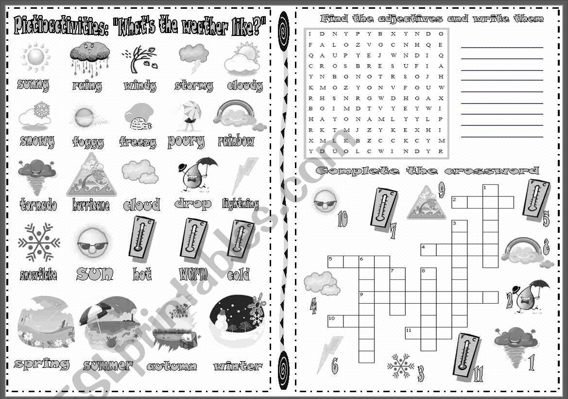 Pictioactivities: What´s the weather like? Pictionary + 2 games (editable)