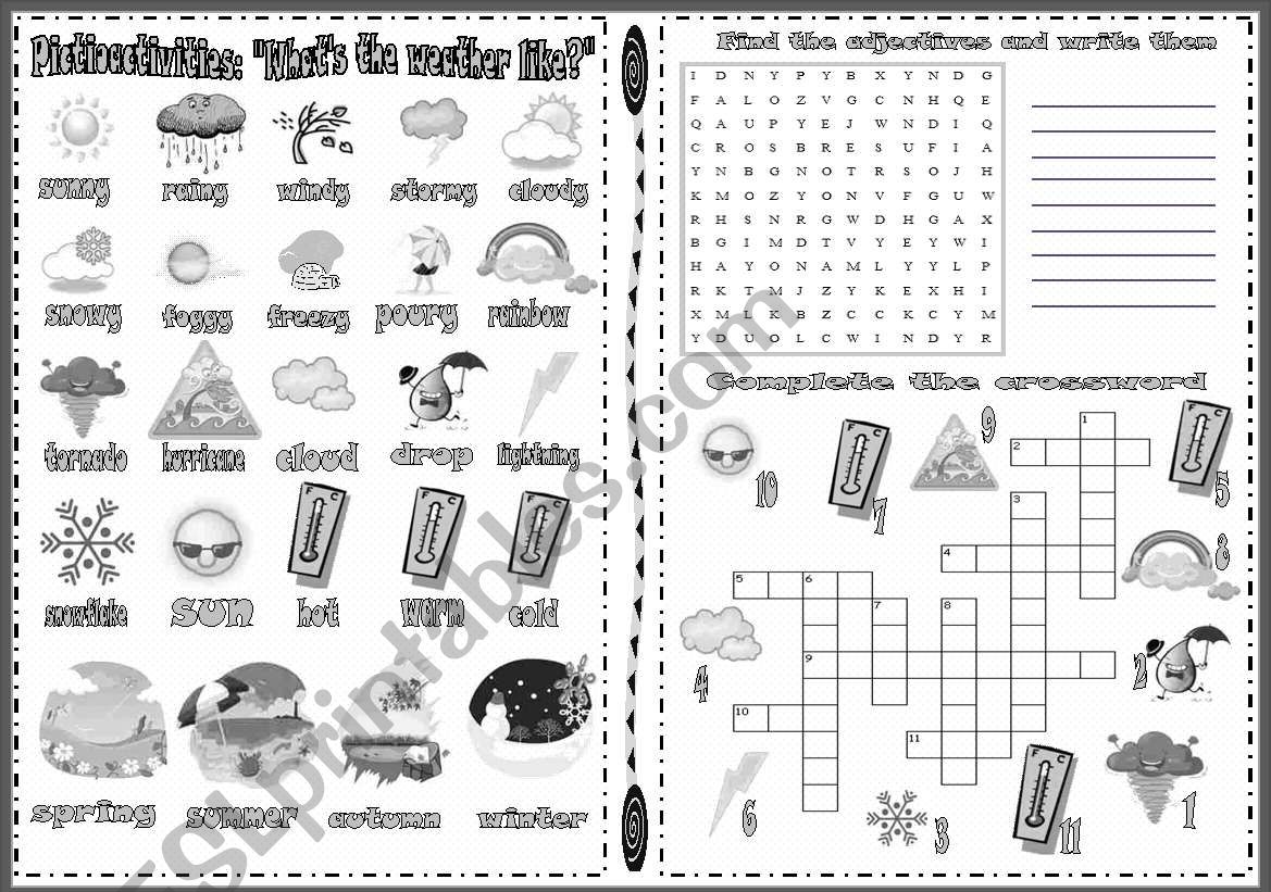 Pictioactivities: WhatÂ´s the weather like? Pictionary + 2 games (editable)