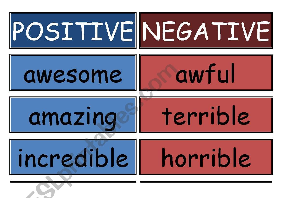 Positive and negative adjectives